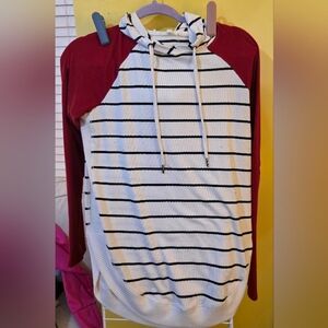 Maurices Red and White Striped Sweater